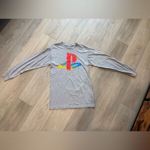 PlayStation Classic Logo Long Sleeve Grey T-Shirt - Size Small